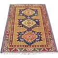 Indo Kazak Hand-knotted Gold/ Red Rug (5' x 7')
