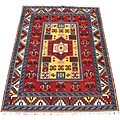 Indo Kazak Hand-knotted Red/ Ivory Rug (5' x 7')
