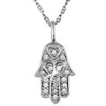 14k White Gold Diamond Accent Hamsa Necklace