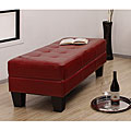 Burnt Red Leather Tufted Bench