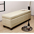 Leather Storage Bench Creme