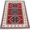 Indo Kazak Hand-knotted Red/ Ivory Rug (4' x 6')