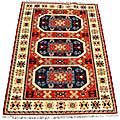 Indo Kazak Hand-knotted Ivory/ Red Rug (4' x 6')