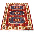 Indo Kazak Hand-knotted Ivory/ Red Rug (5' x 7')