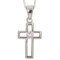 Sterling Silver 18-inch CZ Cross Necklace