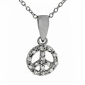 Sterling Silver Pave CZ Peace Necklace