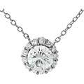 Sterling Silver Round CZ Center Necklace