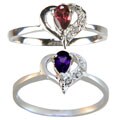 Sterling Silver Heart Ring with Amethyst or Garnet (China)