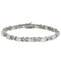 Rhodium-plated Brass X's and O's CZ Bracelet