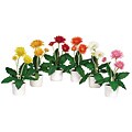 White Vase with Artificial Gerber Daisy (Set of 6)