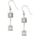 Double-square Dangle Cubic Zirconia Earrings