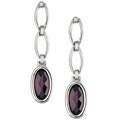 Purple Dangling Ovals Cubic Zirconia Earrings