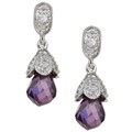 Purple Cubic Zirconia Teardrop Earrings