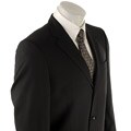 Perry Ellis Men's Black Shadow Stripe Wool Suit