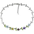 Sterling Silver Multi-gemstone Flower Necklace