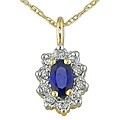 10k Yellow Gold Oval Sapphire Diamond Necklace