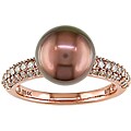 14k Pink Gold Tahitian Pearl and 1/2ct TDW Diamond Ring