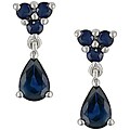 14k White Gold Blue Sapphire Drop Earrings