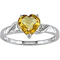 10k White Gold Citrine and Diamond Heart Ring