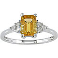 10k White Gold Citrine and 1/10ct TDW Diamond Ring