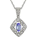 10k White Gold Diamond and Tanzanite Necklace