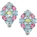 14k Gold 1/10ct TDW Diamond and Multi-gemstone Cluster Earrings (H-I, I1-I2)