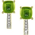 14k Gold 1/8ct TDW Diamond and Peridot Earrings
