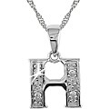 14k White Gold Initial 'H' Diamond Necklace