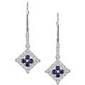 10k Gold 1/6ct Diamond and Sapphire Drop Earrings