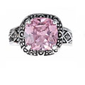 Oxidized Sterling Silver Pink Cubic Zirconia Ring