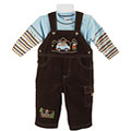 Good Lad Infant Boy's Brown Overalls and Shirt Set