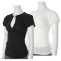 Aziz Women's Short-sleeve Surplice Keyhole Top