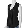 Aziz Sleeveless Scoop Neck Top with Button Accent