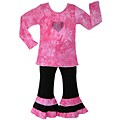 AnnLoren Girl's 2-piece Pink and Black Tie-dye Pant Set
