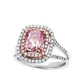 18k Gold Pink Cushion-cut and White Diamond Ring (G, SI2)
