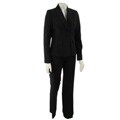 In The Now Women's Black Striped 3-button Pant Suit