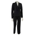 In The Now Women's Navy Pinstripe 2-button Pant Suit