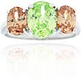 Sterling Silver Light Green and Champagne CZ Ring