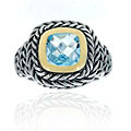 Sterling Silver Blue Topaz Rope Design Ring