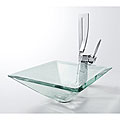 Kraus Aquamarine Clear Glass Vessel Sink and Millennium Faucet