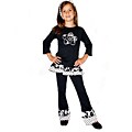 AnnLoren Girl's Black and White Chic 2-piece Outfit