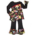 AnnLoren Girl's Black Floral 2-piece Outfit