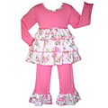 AnnLoren Girl's Pink Floral Rumba 2-piece Outfit