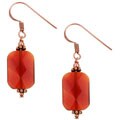 Copper Rectangle Carnelian Drop Earrings