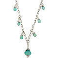 Sterling Silver Chalcedony and Pearl 7-drop Necklace
