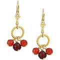 14k Goldfill Garnet and Strawberry Jade Earrings