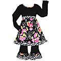 AnnLoren Girl's Chic Floral and Zebra 2-piece Dress Outfit