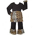 AnnLoren Girl's Trendy Leopard Rumba 2-piece Outfit