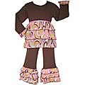 AnnLoren Girl's Chocolate Swirl Rumba 2-piece Outfit