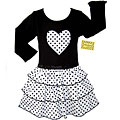 AnnLoren Girl's Black/ White Polka Dot Rumba Dress